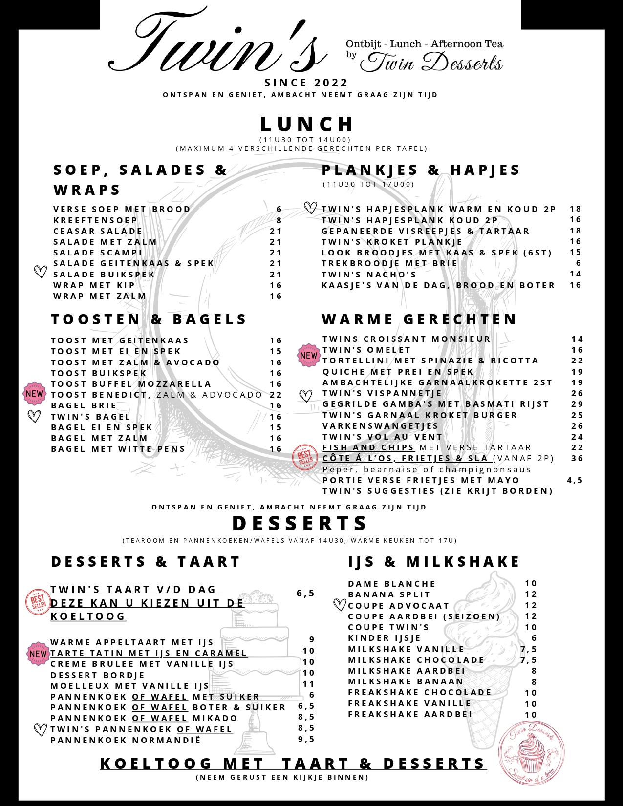 menu tearoom bistro twins tielt markt horeca koffie lunch dessert